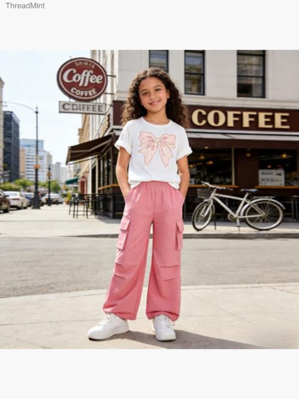 2pc Butterfly Top & Cargo Pants Set Teens Tween Girls 9-14y - Picture 2 of 7